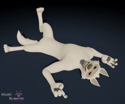  3d_(artwork) 4_fingers 4_toes absurd_res anthro biped black_background black_nose black_sclera blender_(artwork) canid canine canis casual_nudity cheek_tuft claws death_(puss_in_boots) digital_media_(artwork) digitigrade dreamworks english_text facial_markings facial_tuft fangs featureless_crotch feet fingers fluffy fluffy_tail full-length_portrait fur fuzzy grin head_markings hi_res looking_at_viewer lying male mammal markings mask_(marking) narrowed_eyes neck_tuft nude on_back on_model open_mouth partially_open_mouth pawpads portrait pose puss_in_boots_(dreamworks) raised_leg red_eyes relaxing rockyrcoon seductive sharp_fangs signature simple_background slightly_open_mouth slim smile smiling_at_viewer solo spread_legs spreading tail teeth text toes tuft watermark white_body white_fur wolf 