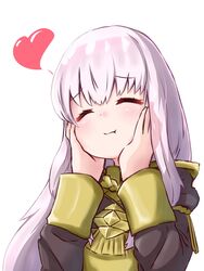  closed_eyes closed_mouth commentary_request female fire_emblem fire_emblem:_three_houses garreg_mach_monastery_uniform heart highres lillian8710 long_hair long_sleeves lysithea_von_ordelia simple_background solo uniform upper_body white_background white_hair 