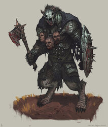  anthro armor artist_name axe battle_axe berserker blood bodily_fluids bracers breastplate chainmail death demon gnoll gore gorget head_necklace headgear helmet hyena male mammal melee_weapon pauldron round_shield shield skull_helmet spiked_shield spikes spotted_hyena studs unavailable_at_source unknown_artist warrior watermark weapon wounded wraps 