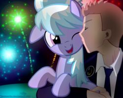  2015 closed_eyes clothing cloud_chaser_(mlp) digital_media_(artwork) duo earth_pony equid equine feathered_wings feathers female feral fireworks friendship_is_magic fur hair hasbro horse hug human interspecies kissing kissing_cheek male male/female mammal multicolored_hair my_little_pony mythological_creature mythological_equine mythology necktie one_eye_closed open_mouth open_smile pegasus pony ponyecho purple_body purple_feathers smile suit wings 