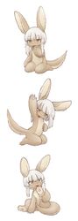  1other absurdres animal_ears arm_up bad_id bad_pixiv_id commentary_request furry hand_on_own_chest highres horizontal_pupils kawasemi27 leg_lift licking licking_armpit licking_foot licking_paw made_in_abyss medium_hair multiple_views nanachi_(made_in_abyss) nude poses sidelocks simple_background sitting tail_censor tongue tongue_out wariza whiskers white_background white_hair yellow_eyes 