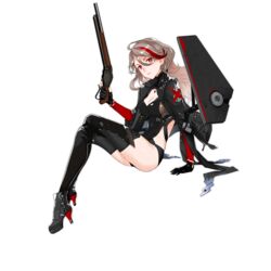  ankle_boots arm_support armor black_gloves boots breasts cleavage cleavage_cutout clothing_cutout colored_shoe_soles crossed_legs earrings female full_body girls&#039;_frontline gloves gun hair_between_eyes high_heel_boots high_heels holding holding_gun holding_weapon jacket jewelry lever_action light_brown_hair long_hair long_legs looking_at_viewer m1887_(girls&#039;_frontline) medium_breasts multicolored_hair official_art open_clothes open_jacket parted_lips realmbw red_eyes red_hair shield shield_module shotgun sitting solo streaked_hair thighhighs transparent_background trigger_discipline turtleneck wavy_hair weapon 