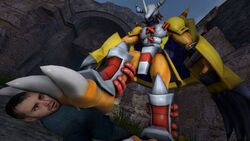  3d_(artwork) bandai_namco bent_leg claws digimon digimon_(species) digital_media_(artwork) dominant duo extended_arms feet foot_fetish foot_focus foot_on_chest foot_on_face garry&#039;s_mod half-life hawkvally human lying male mammal on_back paws slave standing stepped_on stepping stepping_on_chest stepping_on_face straight_leg toes trampling valve wargreymon 