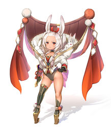  animal animal_ear_fluff animal_ears asymmetrical_legwear bangs_pinned_back black_choker black_gloves black_legwear black_leotard braid brown_footwear choker collarbone commentary_request dark-skinned_female dark_skin elbow_gloves female forehead full_body gloves granblue_fantasy granblue_fantasy_(style) hand_on_own_hip high_collar leotard long_hair long_sleeves original parted_lips pilokey platform_footwear rabbit rabbit_ears red_eyes shadow single_sock single_thighhigh socks solo standing striped_clothes striped_thighhighs thighhighs twin_braids uneven_legwear v-shaped_eyebrows vertical-striped_clothes vertical-striped_thighhighs white_background white_hair 