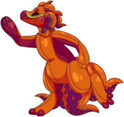  2017 alpha_channel ambiguous_gender animate_inanimate anthro cel_shading closed_eyes digital_drawing_(artwork) digital_media_(artwork) digitigrade dragon featureless_crotch full-length_portrait inflatable jaspering living_inflatable living_pool_toy mythological_creature mythological_scalie mythology on_one_leg orange_body portrait pseudo_hair scalie shaded simple_background smile snout solo standing suckers tail tentacle tentacle_hair tentacle_tail transparent_background unusual_anatomy unusual_tail 