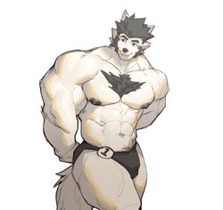  abs anthro big_muscles big_pecs black_clothing black_hair black_nipples black_nose black_thong black_underwear body_builder bodybuilder_competition canid canine canis chest_tuft clothing doooo2424 eyebrows flexing flexing_muscles fluffy fluffy_tail hair hi_res huge_muscles kemobuilder looking_aside male mammal muscular muscular_arms muscular_male navel nipples number pecs pose simple_background smile smug_face solo tail thick_eyebrows thong tuft underwear white_background white_body wolf 