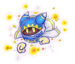  alpha_channel ambiguous_gender cape clothing floating_hands halgalaz hi_res kirby_(series) magolor nintendo rosy_cheeks scarf solo star traditional_media_(artwork) waddling_head yellow_eyes 