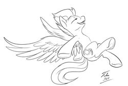  2015 equid equine feathered_wings feathers female feral friendship_is_magic hasbro mammal monochrome my_little_pony mythological_creature mythological_equine mythology night_glider_(mlp) pegasus smile solo tsitra360 wings 