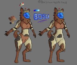  anthro bosu breasts canid canine canis dodrawings4food exposed_wires female leather machine mammal model_sheet neck_tuft protogen pupils rust small_breasts solo square_pupils tuft 