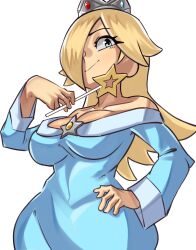  1girls blonde_hair blue_eyes breasts female female_only mario_(series) moxydrawsmore nintendo princess_rosalina solo super_mario_galaxy 