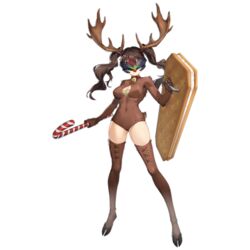  animal_costume animal_feet antlers artist_request bell breasts brown_fur brown_hair brown_leotard brown_sleeves brown_thighhighs candy candy_cane chest_tuft christmas cleavage cleavage_cutout clothing_cutout cosplay cross-laced_clothes cross-laced_legwear deer_tail facing_viewer female food full_body girls&#039;_frontline guard_(girls&#039;_frontline) head-mounted_display holding holding_candy holding_candy_cane holding_food holding_shield hoof_shoes hooves horns ice_cream ice_cream_sandwich large_breasts leotard light_smile long_hair multicolored_hair neck_bell official_alternate_costume official_art oversized_food oversized_object red_hair red_nose reindeer_antlers reindeer_costume rudolph_the_red_nosed_reindeer rudolph_the_red_nosed_reindeer_(cosplay) sangvis_ferri shield skindentation solo standing streaked_hair tachi-e tail thighhighs third-party_source transparent_background twintails wavy_hair 