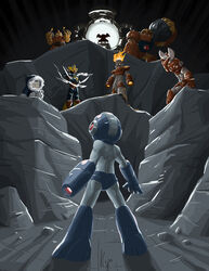  ambiguous_gender arm_cannon armor bomb_man capcom cave crossover cut_man dark dr._wily elec_man fire_man group guts_man headgear helmet ice_man kajinman machine male mega_man_(character) mega_man_(series) megaman_(classic) not_furry robot robot_master rock 