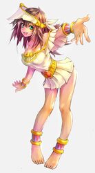  anklet barefoot bracelet commentary_request dark-skinned_female dark_skin deluxe&lt;&lt;&lt; dress egyptian egyptian_clothes female highres jewelry mana_(yu-gi-oh!) short_dress solo yu-gi-oh! yu-gi-oh!_duel_monsters 