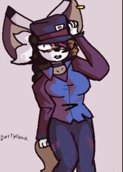  anthro bat-eared_fox canid canine dettyfenik ear_piercing ear_ring female fox jhory mammal piercing ring_piercing solo 