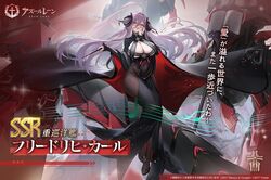  artist_request azur_lane black_dress bodystocking breasts broken broken_chain chains cleavage clothing_cutout covered_navel dress female floating floating_hair friedrich_carl_(azur_lane) full_body hand_on_own_cheek hand_on_own_face highres hip_vent huge_breasts iron_blood_(emblem) long_dress long_sleeves looking_at_viewer mature_female mole mole_on_breast musical_note non-humanoid_robot official_art promotional_art purple_hair robot robot_dragon solo stomach_cutout wide_sleeves 