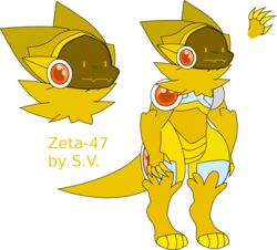  alpha_channel android anthro dr.skullcat female gold_(metal) hi_res machine neckfloof neckfluff protogen robot solo zeta-47_(dr.skullcat) 