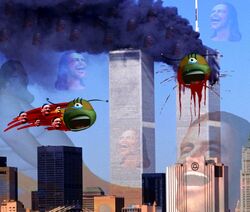  9/11 adolf_hitler aircraft airplane antennae_(anatomy) blood bodily_fluids cyclops humor jesus_christ laugh michelangelo_(tmnt) religion screaming tears teenage_mutant_ninja_turtles vehicle what 