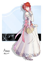  alternate_costume anna_(fire_emblem) artist_name backless_dress backless_outfit bare_shoulders bow bride bride_(fire_emblem) character_name choker cm_lynarc commentary detached_sleeves dress english_commentary feather_trim female fire_emblem fire_emblem_heroes flower full_body hair_flower hair_ornament high_heels index_finger_raised long_dress looking_at_viewer official_alternate_costume pink_bow pink_flower red_eyes red_hair short_hair side_ponytail sidelocks signature skirt_hold smile solo strapless strapless_dress teeth wedding_dress white_dress white_footwear white_sleeves 