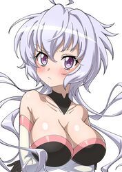  ahoge breasts female highres large_breasts leotard light_purple_hair looking_at_viewer low_twintails purple_eyes senki_zesshou_symphogear solo twintails yukine_chris yukitsuba_hina 