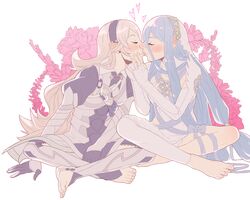  2girl aqua_(fire_emblem_if) artist_request blue_hair breasts dancer female fire_emblem fire_emblem_if multiple_girls nintendo yuri 