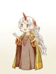  bad_id bad_pixiv_id cloak commentary_request cosplay female final_fantasy final_fantasy_tactics headband horns long_hair mahou_shoujo_madoka_magica mahou_shoujo_madoka_magica:_hangyaku_no_monogatari momoe_nagisa oda_takayuki robe simple_background single_horn solo summoner_(fft) summoner_(fft)_(cosplay) two_side_up white_background white_hair yellow_eyes 