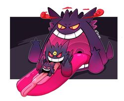  artist_name commentary dynamax gengar gengar_pillow gigantamax gigantamax_gengar grin mega_gengar mega_pokemon no_humans open_mouth pink_eyes pokemon pokemon_(creature) smile symbol-only_commentary taplaos teeth tongue tongue_out upper_teeth_only watermark 