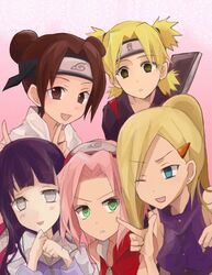  bangs female hyuuga_hinata ino_yamanaka looking_at_viewer multiple_girls naruto sakura_haruno temari tenten yokige 