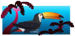  alpha_channel ambiguous_gender avian beak big_beak bird black_beak black_body black_feathers digital_media_(artwork) feathers feral low_res multicolored_beak multicolored_body multicolored_feathers orange_beak palm_tree pixel_(artwork) plant ramphastos red_body red_feathers sitting solo toco_toucan toucan tree vulkalu white_body white_feathers yellow_beak 