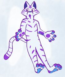  2018 3_toes 4_fingers agton_(tabbyseraph) ambiguous_gender andromorph_(lore) anthro arm_markings artist_name bald barefoot biped blue_inner_ear blue_nose blue_pawpads cheek_tuft chest_markings dark_inner_ear dark_pupils digital_drawing_(artwork) digital_media_(artwork) domestic_cat ear_markings facial_markings facial_tuft featureless_chest featureless_crotch feet felid feline felis fingerless_(marking) fingers flat_colors floating forehead_markings full-length_portrait fur fur_markings fur_tuft handpaw head_markings hi_res hindpaw light_body light_fur long_tail looking_aside mackerel_tabby mammal markings multicolored_body multicolored_fur nonbinary_(lore) nude pawpads paws plantigrade portrait purple_body purple_fur purple_stripes purple_tail shoulder_markings simple_background slim slim_anthro snout solo striped_body striped_fur striped_markings striped_tail stripes tabby_cat tabbyseraph tail tail_markings three-quarter_view toeless_(marking) toes toony tuft two_tone_body two_tone_fur two_tone_tail white_background white_body white_fur white_tail white_wings wings 