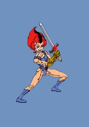  animal_humanoid cat_humanoid clothing derracias-35 felid felid_humanoid feline feline_humanoid female flat_chested hair hi_res humanoid leotard mammal mammal_humanoid red_hair solo thundercats thundercats_1985 tomboy wilykit young 