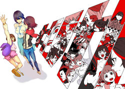  6+boys 6+girls black_hair casual commentary_request eyepatch fukuroda_takaharu gamagoori_ira guts_(kill_la_kill) hakodate_omiko harime_nui highres inumuta_houka iro_marimo jakuzure_nonon junketsu kill_la_kill kinagase_tsumugu kiryuuin_ragyou kiryuuin_satsuki long_hair mankanshoku_barazou mankanshoku_mako mankanshoku_matarou mankanshoku_sukuyo matoi_ryuuko mikisugi_aikurou multicolored_hair multiple_boys multiple_girls sanageyama_uzu school_uniform senketsu serafuku short_hair spoilers sword two-tone_hair weapon 