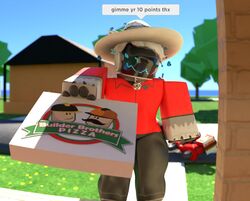  1boy 3d english_text furry nearlyepoint pizza_delivery protogen roblox roblox_avatar roblox_game robloxian tagme text work_at_a_pizza_place 