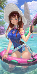  d.va gun headphones overwatch shaonav swimsuits torbjorn_(overwatch) wet 