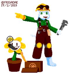  alpha_channel armor asriel_dreemurr boss_monster_(undertale) bovid box caprine clothing container duo elemental_creature engineer_(team_fortress_2) eyewear fangs flora_fauna flower flower_creature flower_pot flowey_the_flower frigadae fur gloves goggles gun handwear hard_hat headgear helmet long_ears low_res machine mammal plant ranged_weapon robot sentry_gun_(team_fortress_2) simple_background team_fortress_2 teeth tools transparent_background turret undertale undertale_(series) valve weapon white_body white_fur wrench 