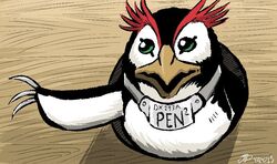  avian bird box character_name container dreamworks green_eyes madagascar_(series) male meme neon_genesis_evangelion parody pen_pen_(evangelion) penguin solo videajames wooden_box you_higher_mammal 