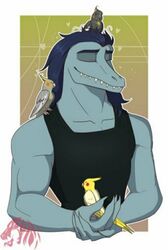  anthro avian bird clothing cockatoo disney hair lizard male muscular muscular_anthro muscular_male parrot pecs reptile scalie septarian shirt star_vs._the_forces_of_evil tank_top toffee_(svtfoe) topwear unknown_artist 