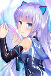  animal_ears black_choker blush breasts cat_ears choker commentary_request dakimakura_(medium) detached_collar dress female indie_virtual_youtuber latex latex_dress long_hair medium_breasts mitsuki_awano naka_(cheeseyeast) open_mouth see-through see-through_dress shiny_clothes skin_tight solo virtual_youtuber 