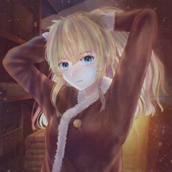  anonymousweeab blonde_hair blue_eyes buttons female fur_trim hair_between_eyes long_hair looking_at_viewer solo_focus viking vinland_saga ylva 