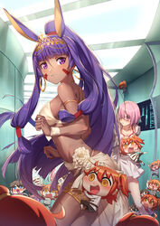  4boys 6+girls absurdres ahoge animal_ears bikini black-framed_eyewear black_hair black_skirt blue_eyes boots bow chaldea_uniform commentary_request dark-skinned_female dark_skin dildo dress dress_swimsuit earrings facial_mark fate/grand_order fate_(series) fujimaru_ritsuka_(female) fujimaru_ritsuka_(male) glasses hair_ornament hair_over_one_eye hair_scrunchie highres holding holding_sex_toy hoop_earrings jackal_ears jacket jewelry long_hair mash_kyrielight mash_kyrielight_(swimsuit_of_perpetual_summer) mini_person miniboy minigirl multiple_boys multiple_girls nitocris_(fate) nitocris_(swimsuit_assassin)_(fate) nitocris_(swimsuit_assassin)_(third_ascension)_(fate) official_alternate_costume open_mouth orange_eyes orange_hair pantyhose parody pg_(pgouwoderen) photoshop_(medium) pink_bow purple_eyes purple_hair riyo_(lyomsnpmp)_(style) sarong scrunchie sex_toy short_hair side_ponytail size_difference skirt style_parody swimsuit thighlet white_bikini white_dress white_footwear white_jacket yellow_scrunchie 