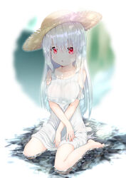  breast_hold dress kana_ami summer_dress wet 