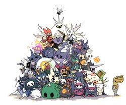  6+boys 6+girls arthropod_boy arthropod_girl bee black_skin broken_vessel_(hollow_knight) bug collector_(hollow_knight) colored_skin cracked_mask crystal crystal_guardian_(hollow_knight) elder_hu_(hollow_knight) extra_arms false_knight_(hollow_knight) flukemarm_(hollow_knight) flying flying_sweatdrops fuifui galien_(hollow_knight) god_tamer_(hollow_knight) godseeker_(hollow_knight) gorb_(hollow_knight) grey_cloak grimm_(hollow_knight) gruz_mother_(hollow_knight) highres hive_knight_(hollow_knight) holding holding_paintbrush holding_shield holding_weapon hollow_eyes hollow_knight horned_mask hornet_(hollow_knight) insect_wings jar jellyfish knight_(hollow_knight) mandibles mantis_girl mantis_lord_(hollow_knight) markoth_(hollow_knight) marmu_(hollow_knight) mask massive_moss_charger_(hollow_knight) mato_(hollow_knight) multiple_boys multiple_girls multiple_others nail_(hollow_knight) no_eyes_(hollow_knight) nosk_(hollow_knight) oblobble_(hollow_knight) orange_eyes oro_(hollow_knight) paintbrush pure_vessel radiance_(hollow_knight) sheo_(hollow_knight) shield siblings sisters sleeping sly_(hollow_knight) soul_master_(hollow_knight) sparkle sweat tiso traitor_lord_(hollow_knight) uumuu_(hollow_knight) watcher_knight_(hollow_knight) weapon white_background white_defender_(hollow_knight) wings xero_(hollow_knight) yellow_eyes zote 