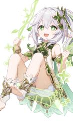  absurdres ass bloomers commentary_request dress feet female foot_out_of_frame genshin_impact gradient_hair green_eyes green_hair hair_ornament highres knees_up leaf_hair_ornament legs long_hair looking_at_viewer misyune multicolored_hair nahida_(genshin_impact) no_shoes open_mouth pointy_ears short_dress side_ponytail sidelocks simple_background sitting sleeveless sleeveless_dress smile soles solo swing symbol-shaped_pupils toes very_long_hair white_background white_dress white_hair 