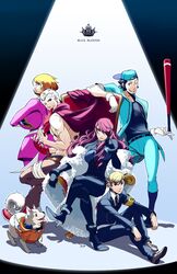  3boys amada_ken atlus baseball_bat chair fur_coat helmet hood hoodie iori_junpei kirijou_mitsuru koromaru megami_tensei multiple_boys multiple_girls persona persona_3 persona_4 persona_4:_the_ultimate_in_mayonaka_arena sanada_akihiko shin_megami_tensei yukari_takeba 