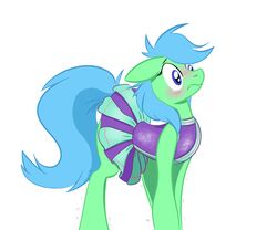  absurd_res blue_eyes blue_hair blush cheerleader clothed clothing cosplay costume crossdressing embarrassed equid equine eyelashes fan_character feral fur hair hasbro hi_res horse looking_at_viewer male mammal my_little_pony naivintage pony raised_tail shaking simple_background solo spearmint_(character) tail trembling white_background 