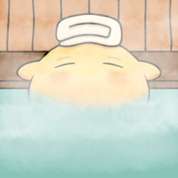  1:1 blush eyebrows female ghost hi_res league_of_legends linkzzz not_furry orange_body riot_games sauna sauna_sprite solo spirit steam teamfight_tactics tencent towel towel_on_head yellow_body 