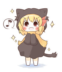  animal_costume bad_id bad_pixiv_id blush brown_eyes cat_tail chibi female kemonomimi_mode musical_note oerba_yun_fang rumia scarf sleeves_past_wrists solo south114 standing tail touhou 