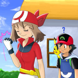  couple friend_zone haruka_(pokemon) lowres pikachu pokemon pokemon_(anime) satoshi_(pokemon) 