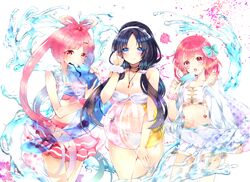  1boy 2girls bad_id bad_pixiv_id bikini brother_and_sister cousins highres magi_the_labyrinth_of_magic midriff mizumura5 multiple_girls navel otoko_no_ko ren_hakuei ren_kougyoku ren_kouha siblings swimsuit 