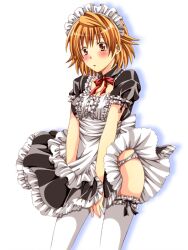  blush bow bowtie breasts cleavage frills maid maid_headdress panties pantyshot rule_63 thighhighs tie to_love-ru toloveru underwear yuuki_rito yuusaki_riko 