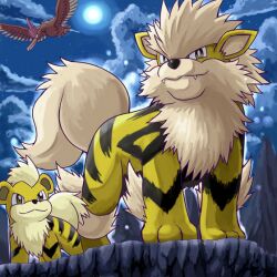  alternate_color arcanine fearow growlithe no_humans pokemoa pokemon shiny shiny_pokemon soara 